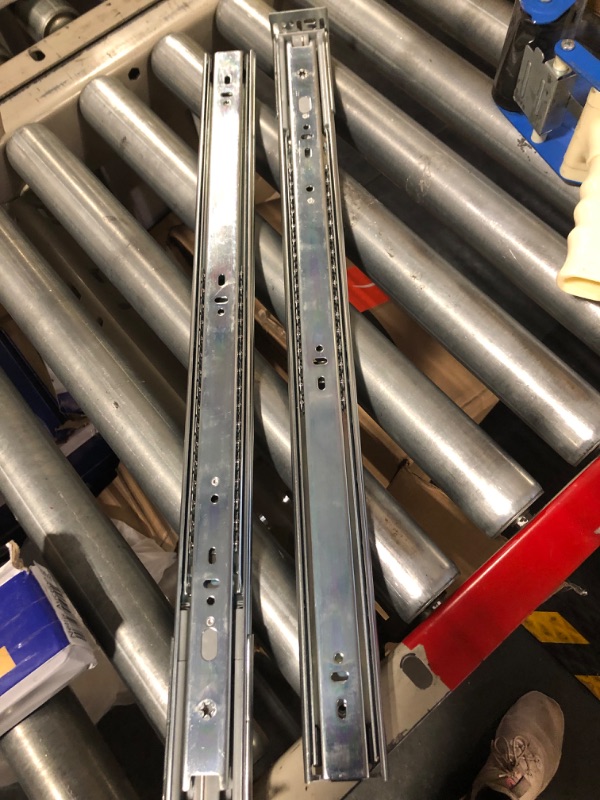 Photo 3 of 1 Pair of 22 Inch Hardware 3-Section Full Extension Ball Bearing Side Mount Drawer Slides,100 LB Capacity Drawer Slide