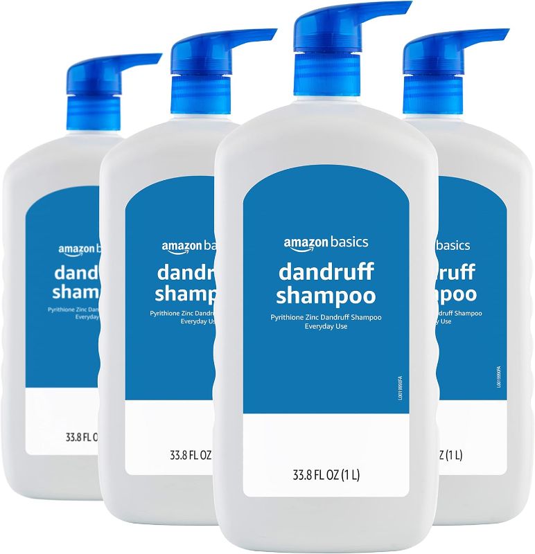Photo 1 of Amazon Basics Dandruff Shampoo, Everyday Use, Normal to Oily Hair, 33.8 Fluid Ounces, 4-Pack (Previously Solimo)