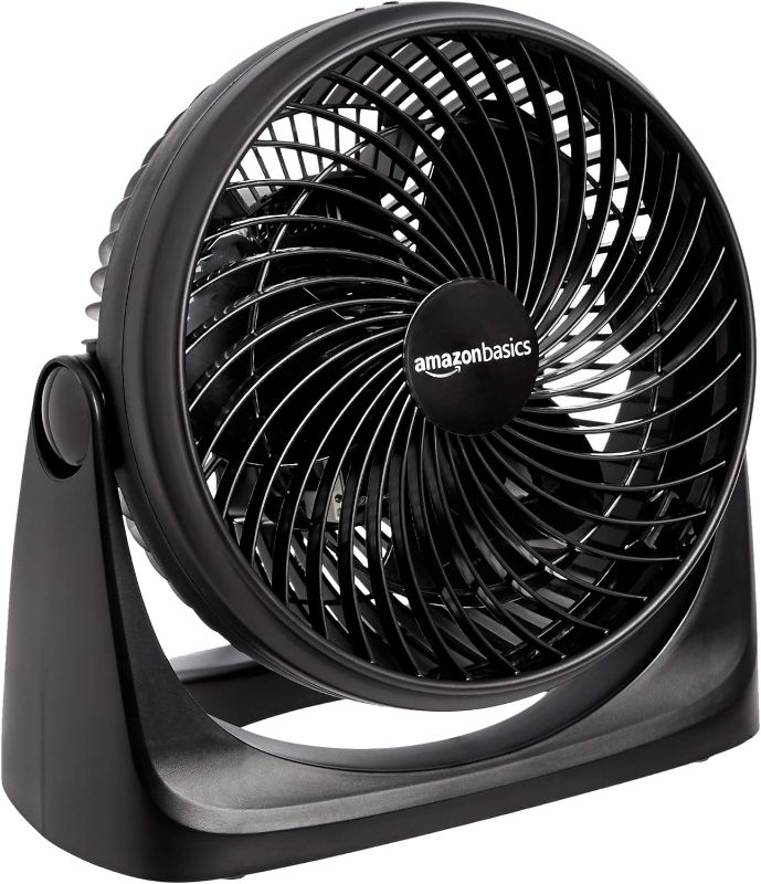 Photo 1 of Amazon Basics 3 Speed Small Room Air Circulator Fan, 7-Inch Blade, Black, 6.3"D x 11.1"W x 10.9"H