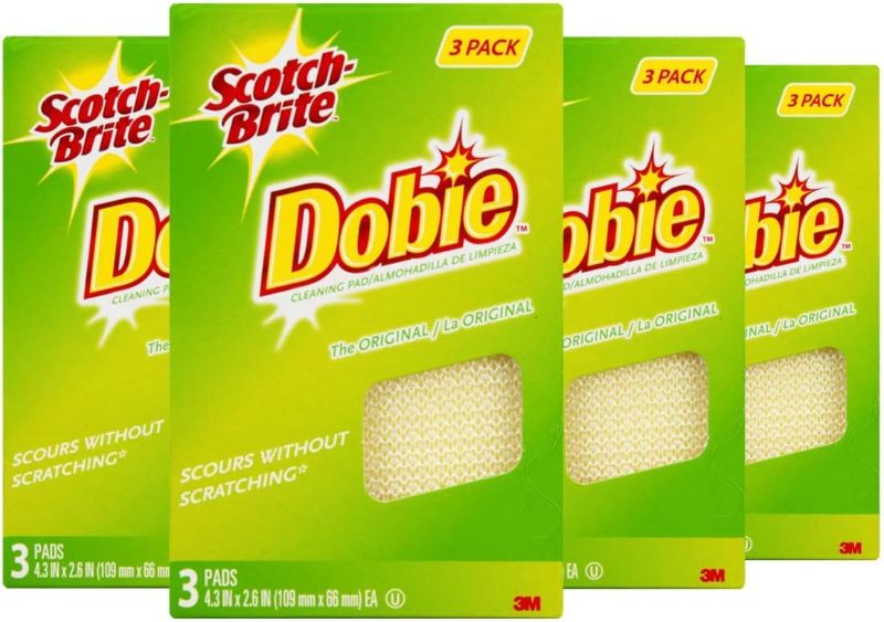 Photo 1 of 3M Scotch-Brite Dobie All Purpose Pads, 3Count (Pack of 4) Total 12 Pads