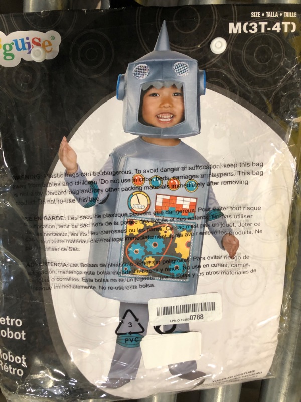 Photo 2 of Disguise Toddler Retro Robot Costume Medium (3T-4T) Silver/Red/Blue/Yellow Standard Packaging