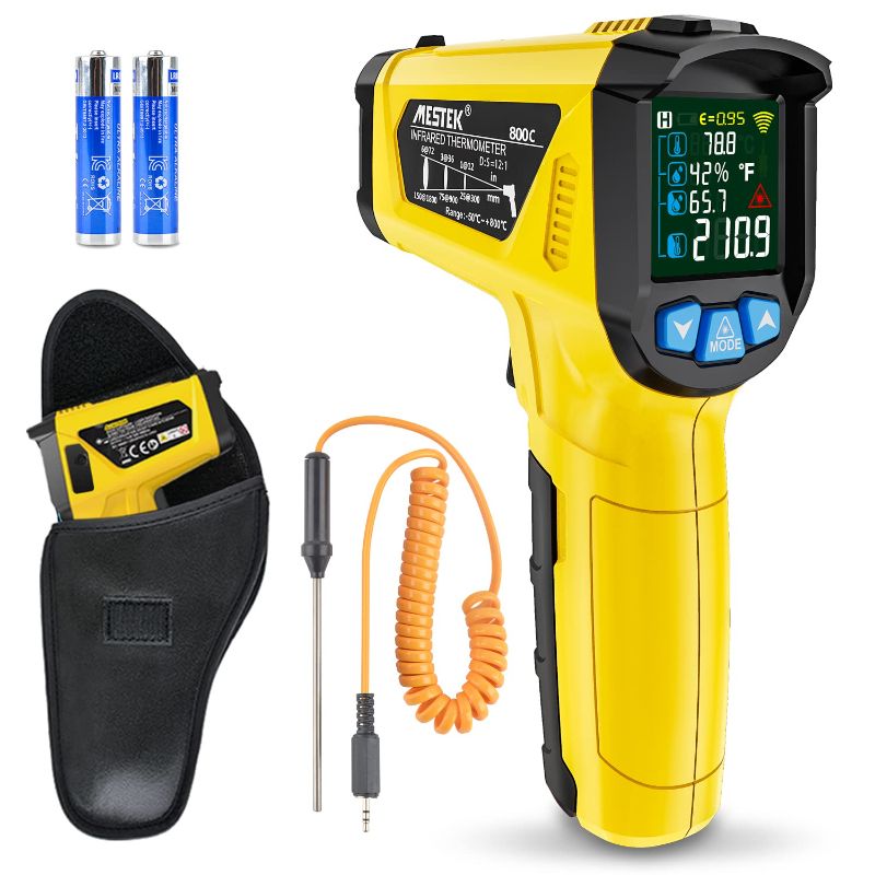 Photo 1 of **MISSING PARTS **  Infrared Thermometer Temperature Gun -58°F~1472°F, MESTEK Digital Laser Thermometer Gun with K Type Thermocouple Probe for Cooking, Pizza Oven, IR Thermometer Temp Gun with Adjustable Emissivity