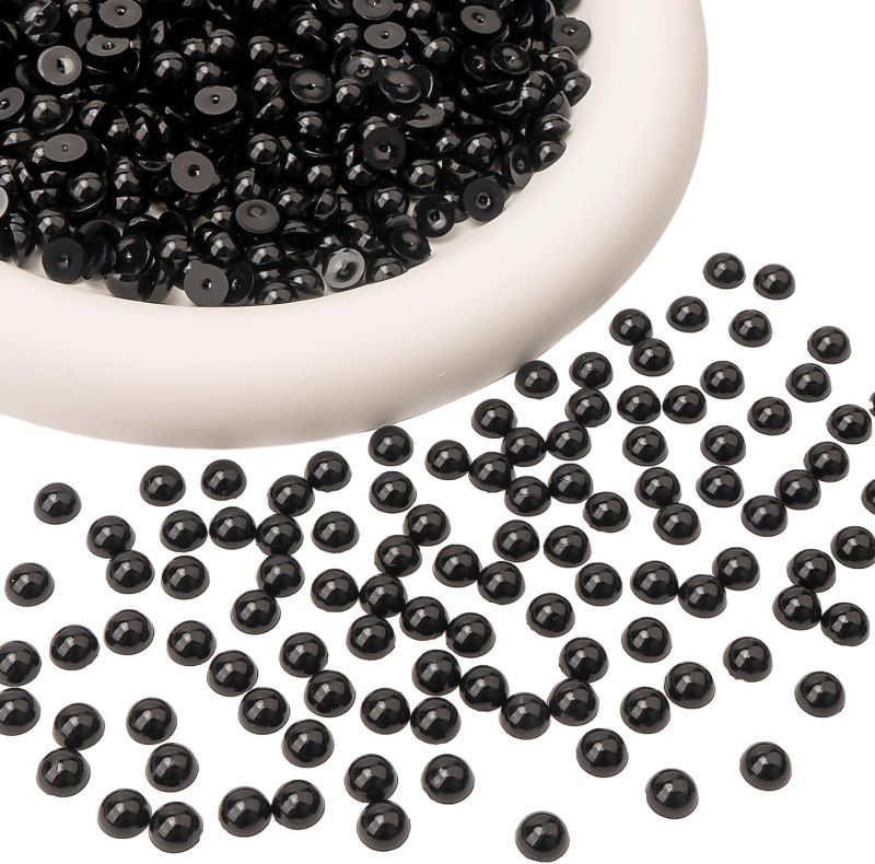 Photo 1 of 9000Pcs 2mm Black Flatback Pearls for Nail Art Half Round Pearls Bulk for Artwork Making Craft DIY Accessory