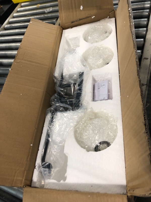 Photo 1 of Tipace Mid Century Modern Bathroom Vanity Lights Fixtures 3-Light Black Milk White Globe Glass Industrial Vanity Lighting Over Mirror (Exclude Bulb) Short Plate Base-Black 3-Light