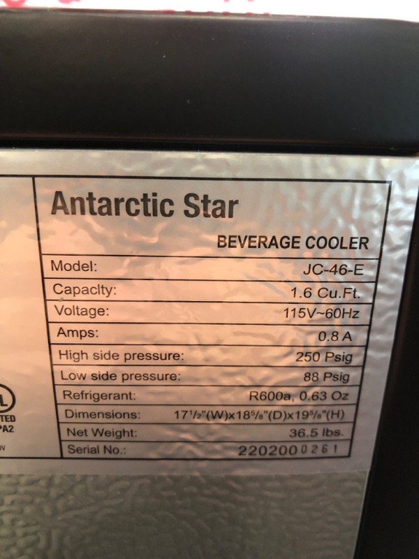 Photo 5 of Antarctic Star 18 Bottle 70 Can Wine Cooler/Cabinet Beverage Refrigerator Small Mini Fridge Clear Front Glass Door Counter Top Red Cellar Beer Soda Bar Quiet Compressor Freestanding 1.6 cu.ft Black