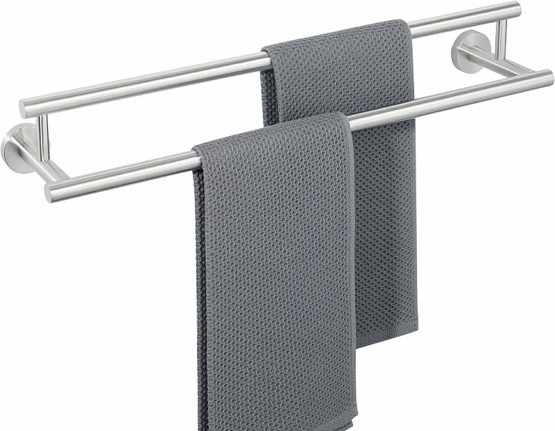 Photo 1 of Alise Double Bath Towel Bars Towel Racks for Bathroom Lavatory,Wall Mount Towel Holder SUS304 Stainless Steel Towel Hanger Rail,GYT6902-LS Brushed Nickel,24-Inch