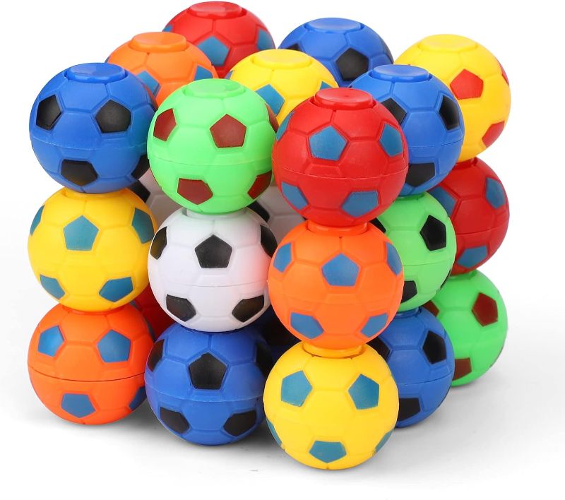 Photo 1 of 34PCS Soccer Fidget Spinners Balls for Kids, Football Stress Balls Fidget Toy for Teens Adults, Soccer Party Favor Goodie Bag Stuffer Classroom Prizes Rotatable Finger Small Balls Gift for Birthday