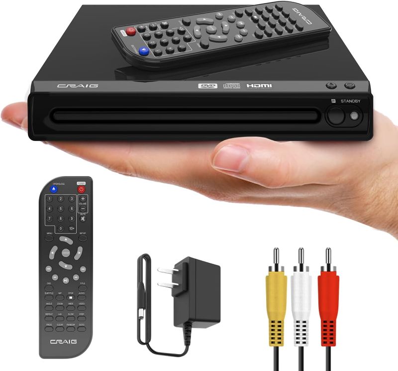 Photo 1 of Craig CVD401A Compact HDMI DVD Player with Remote in Black | Compatible with DVD-R/DVD-RW/JPEG/CD-R/CD-R/CD | Progressive Scan | Up-Convert to 1080p |