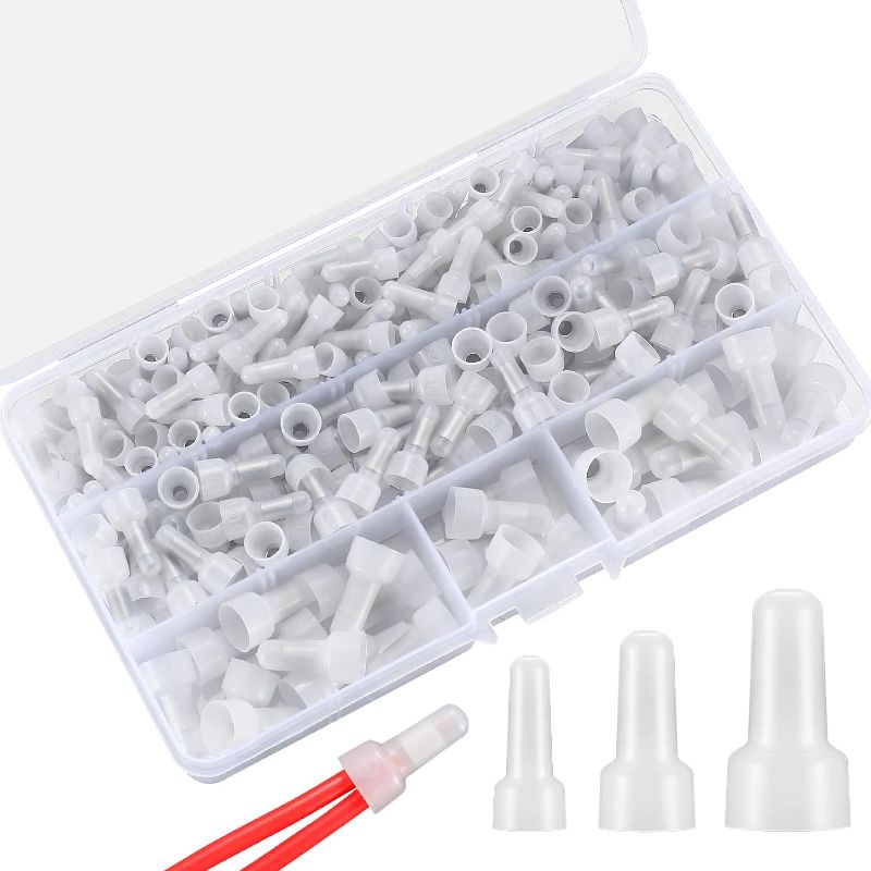 Photo 1 of 250 Pcs Closed End Crimp Connectors, 22-16/16-14/12-10 AWG Gauge Nylon Insulated Closed End Wire Crimp Cap Wire Connectors, Crimp Cap Terminals Connectors, (CE1, CE2, CE5 Kit)