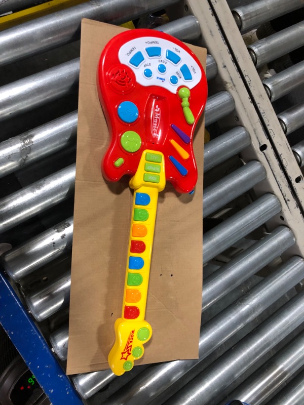 Photo 3 of Dimple Kids Handheld Musical Electronic Toy Guitar for Children Plays Music, Rock, Drum & Electric Sounds Best Toy & Gift for Girls & Boys (Red) (Single)