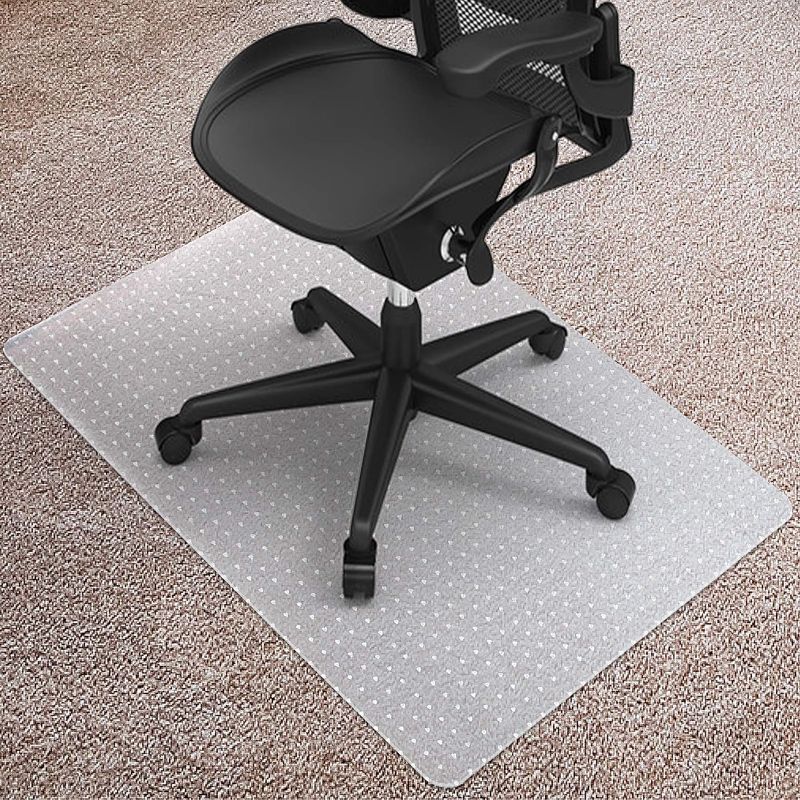 Photo 1 of Kuyal Desk Chair Mat for Carpet, 30'' x 48'' Rectangle Transparent Mats for Chairs Good for Desks, Office and Home, Easy Glide, Protects Floors for Low and No Pile Carpeted Floors