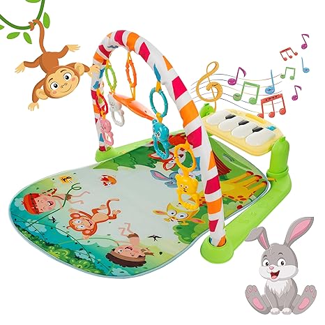 Photo 1 of Baby Infant and Toddlers Floor Play mat and Activity Gym with Jungle mats World Cartoon Heroes and Piano mat Toy with Kick and Play mat Gyms Music for 0-72 Months