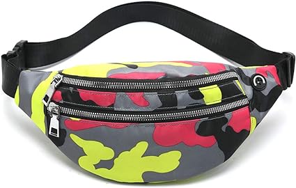 Photo 1 of MOCE Waist Bag Fanny Pack for Men & Women Fashion Water Resistant Hip Bum Bag with Adjustable Belt for Travel Hiking Running Outdoor Sports.(Yellow/Pink Camo) 