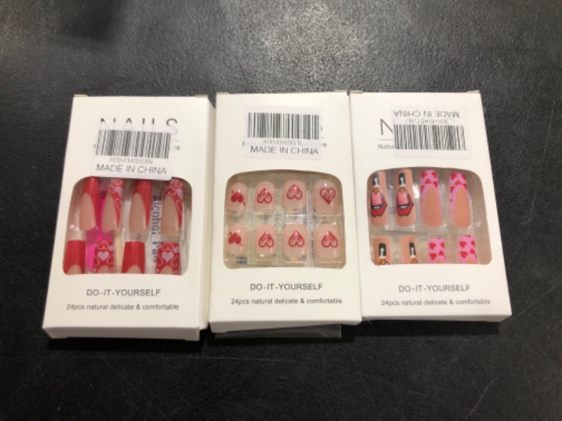 Photo 1 of  Valentines Press on Nails Full Cover Glue on Nails Artificial Nails for Women Girls