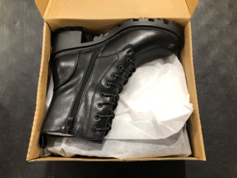 Photo 2 of DECARSDZ Black Platform Ankle Booties Chunky Lace-up Combat Boots for Women SIZE 7.5