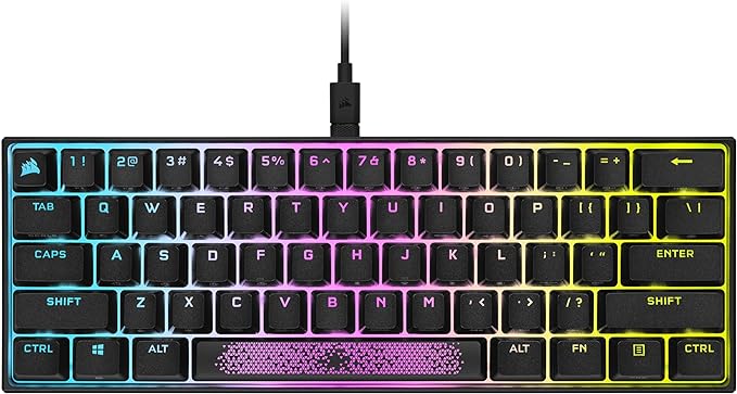 Photo 1 of Corsair K65 RGB Mini 60% Mechanical Gaming Keyboard - Cherry MX Brown Mechanical Keyswitches - Customizable Per-Key RGB Backlighting - Detachable USB Type-C Cable - QWERTY NA Layout - Black