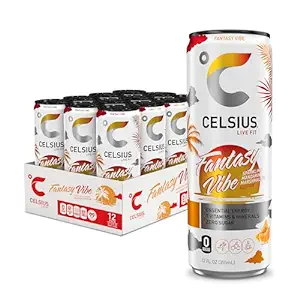 Photo 1 of CELSIUS Sparkling Fantasy Vibe, Functional Essential Energy Drink 12 Fl Oz (Pack of 12) Sparkling Fantasy Vibe 1 Count (Pack of 12) BB 09.24