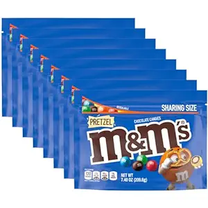 Photo 1 of M&M'S Pretzel Milk Chocolate Candy, Sharing Size, 7.4 oz Resealable Bag PACK OF 8 BB 05.24