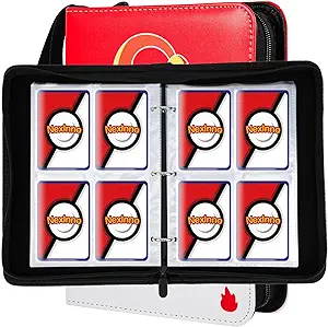 Photo 1 of NexInno Trading Card Binder, 4 Pockets Card Binder with 50 Removable Sleeves for 400 Cads, Premium Card Collection Binder for Standard Trading Cards, Yugioh, MTG, Game Cards, and Sports Cards 