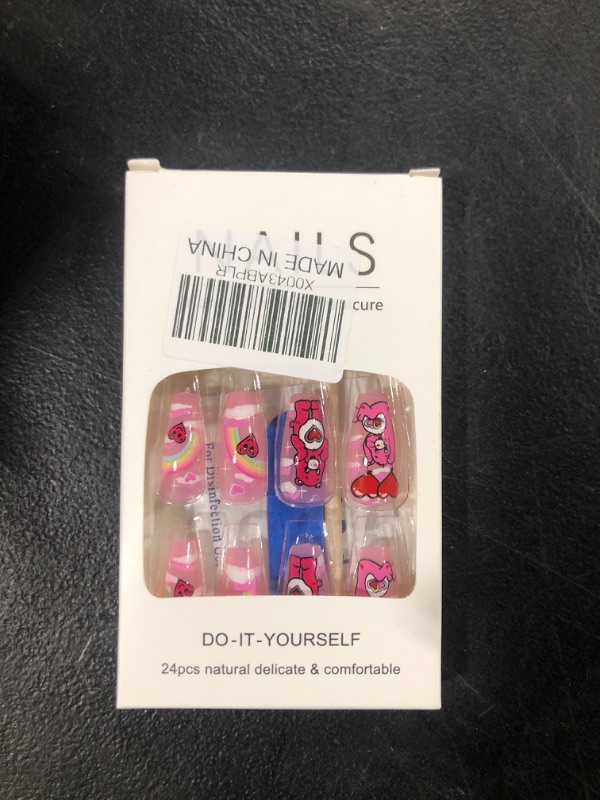 Photo 1 of 24 Pcs Press on Nails CARE BEAR 