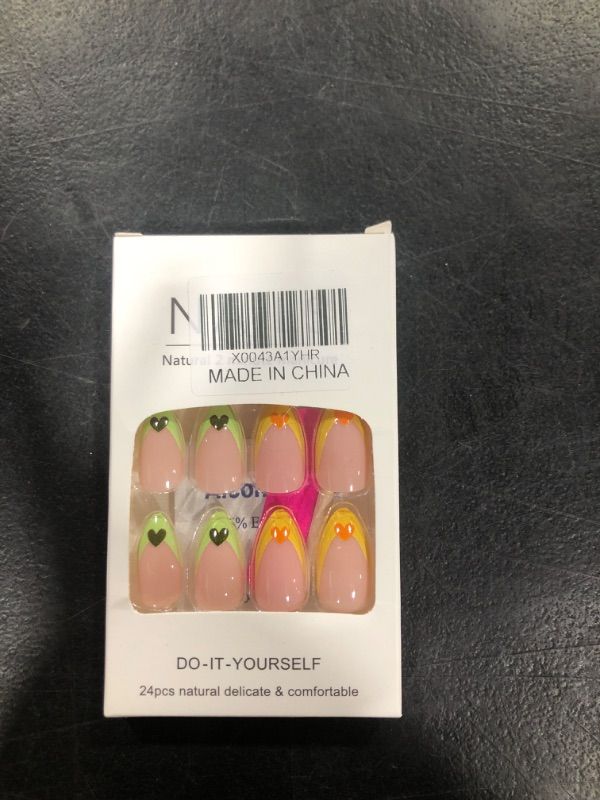 Photo 1 of 24 Pcs French Tip Press on Nails Medium Almond 