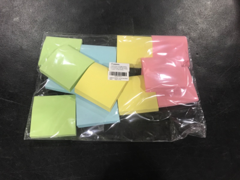 Photo 2 of 12 Packs Colored Sticky Notes, 3"x3" Self-Stick Pads with 960 Sheets in Total, 80 Sheets/Pack, Perfect for Office, Home, School, Meetings - 4 Colour (Yellow, Pink, Green, Blue) 12 Pack Sticky Note