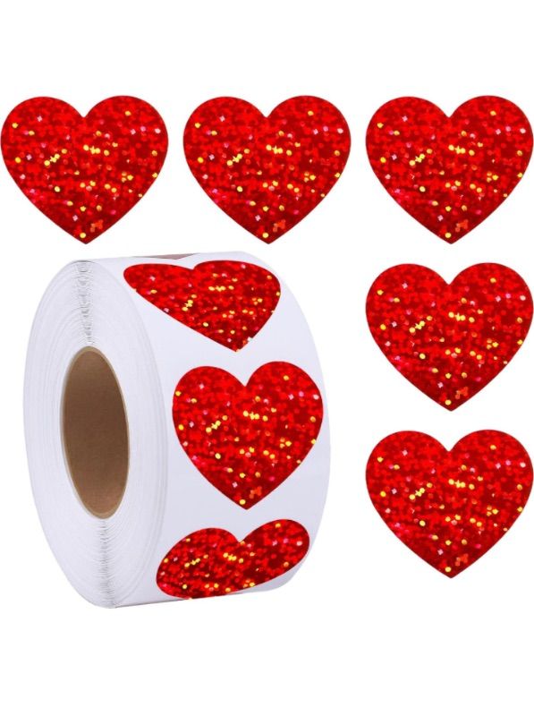 Photo 1 of BUNDLE OF 2 --- Motarto 500 Pieces Glitter Heart-Shaped Decorative Self-Adhesive Stickers Valentine's Love Decorative Stickers Valentine's Day, Wedding, Anniversaries