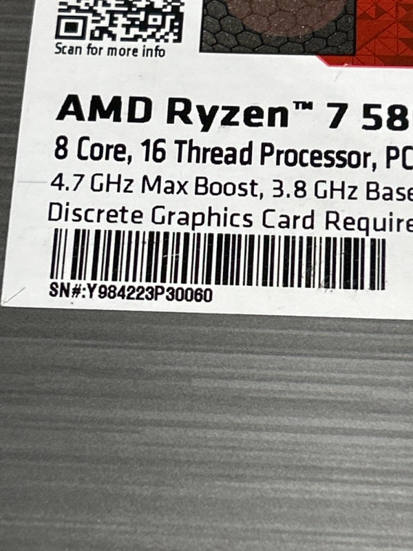 Photo 1 of AMD Ryzen 7 5800X 8-core, 16-Thread Unlocked Desktop Processor