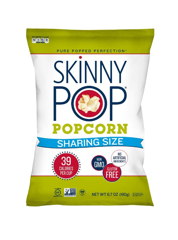 Photo 1 of 2 PACK - SkinnyPop Original Popcorn, Gluten Free, Vegan Popcorn, Non-GMO, Healthy Popcorn Snacks, Back to School Snack, Skinny Pop, 6.7oz Party Sized Bag 6.7 Ounce