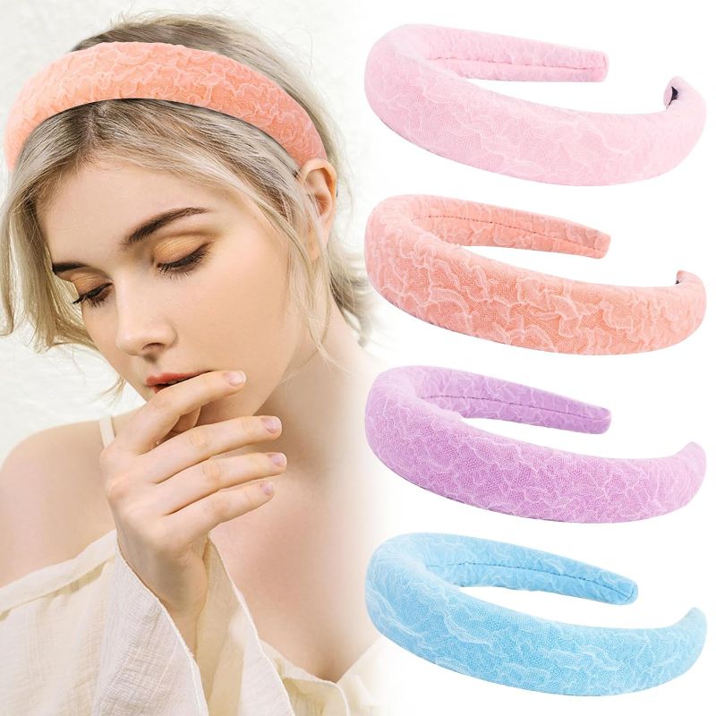 Photo 1 of 4pcs Fashion Headbands for Women Colourful Sponge Headbands Soft Hair Bands for Women, Cute Fashion Hair Bands Solid Color Non-slip Hair Accessories Skin-Care Headbands Bubble Headbands