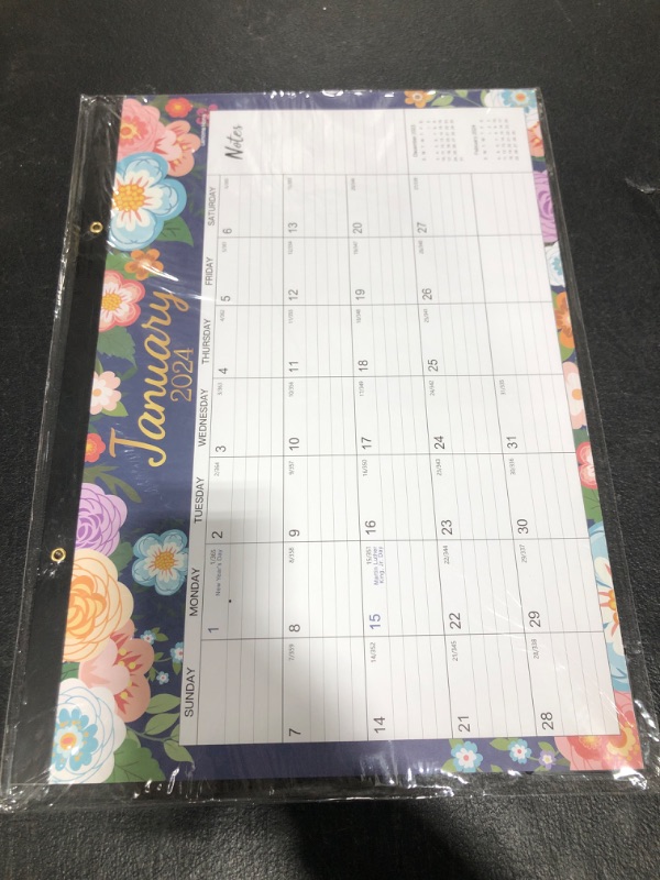 Photo 2 of Desk Calendar 2024-2024 Desk Calendar from JAN. 2024 - DEC. 2024, 17" x 12", 12 Monthly Desk/Wall Calendar 2-in-1, Thick Paper with 2 Corner Protectors, Large Unruled Blocks - Blue Floral