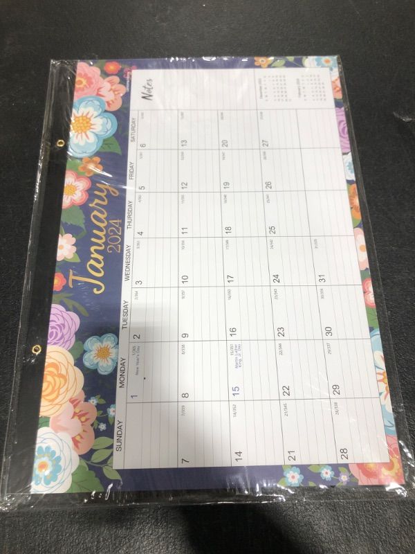 Photo 1 of Desk Calendar 2024-2024 Desk Calendar from JAN. 2024 - DEC. 2024, 17" x 12", 12 Monthly Desk/Wall Calendar 2-in-1, Thick Paper with 2 Corner Protectors, Large Unruled Blocks - Blue Floral