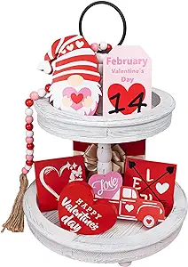 Photo 1 of Farmhouse Valentine's Day Decorations - 7pcs Tiered Tray Decor - Signs for Home Kitchen Bathroom Table Bedroom Room Indoor 