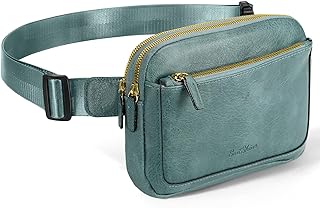 Photo 1 of Fanny Packs for Women and Men,Leather Belt Bag Everywhere Crossbody Waist Bags with Adjustable Strap,Blue