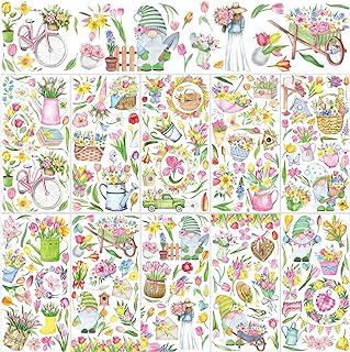 Photo 1 of 10 Sheets Rub on Transfers for Crafts and Furniture Cross Spring Easter Flower Rub on Transfer Stickers Rub on Decals for Wood DIY Home Decor,5.91 x 11.81 Inch(Gnome)