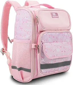 Photo 1 of Kids Backpack for Girls - 15 Inch Cute School Bag with Multiple Compartments, Padded Back Panel, Bookbag for Elementary School - Pink
