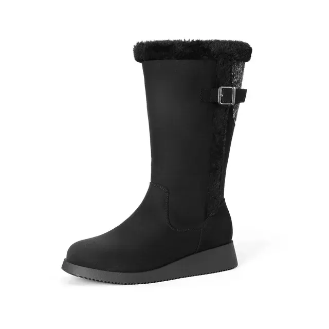 Photo 1 of Dream Pairs Women's Winter Snow Boots Wide Mid-Calf Fashion Furry Warm Fall Boot DSB212 BLACK Size 10