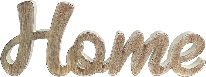 Photo 1 of JOYBee Wood Home Stand Sign Decor, Decorative Wooden Block Word Signs, Freestanding Wooden Letters, Rustic Home Signs for Home Decor 17 x 6.25 Inch (Gray? 