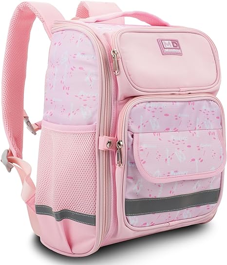 Photo 1 of MOODONE Kids Backpack for Girls - 15 Inch Cute School Bag with Multiple Compartments, Padded Back Panel, Bookbag for Elementary School - Pink