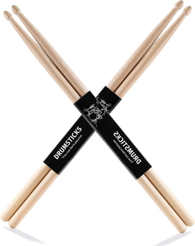Photo 1 of 2 Pair Drum Sticks, Mumulo 5A Classic Maple Drumsticks for Adults Kids and Beginners
