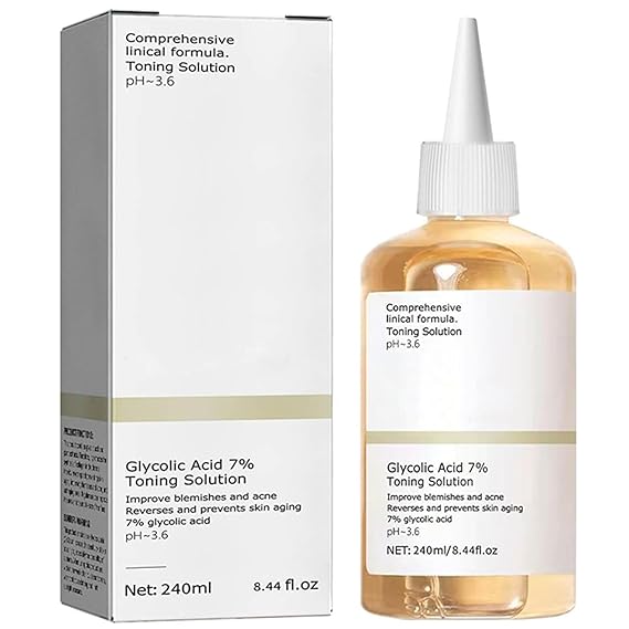Photo 1 of 240ML Glycolic Acid 7% Toner, Glycolic Acid 7% Toning Resurfacing Solution, Facial Exfoliation Astringe Pores, Hydrates and Reduces Skin Blemishes 2 PACK 