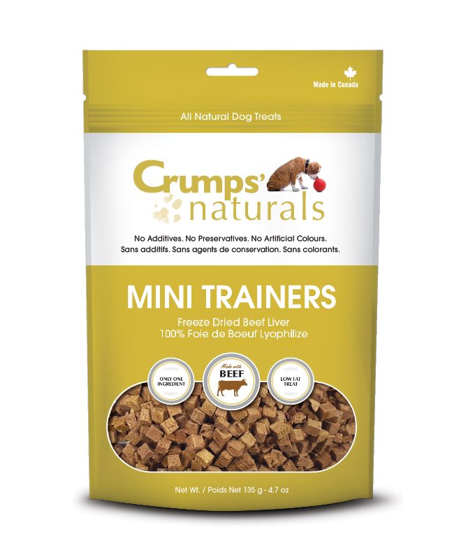 Photo 1 of  PACK OF 2 Crumps' Naturals Mini Trainers Beef Liver Grain-Free Freeze-Dried Dog Treats, 1.8-oz bag BB 04.15.24