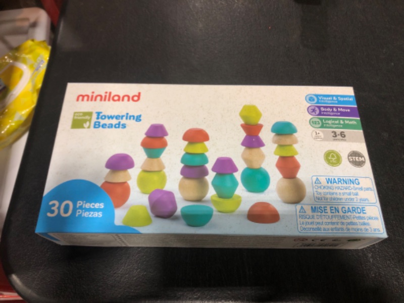 Photo 2 of Towering Wooden Beads - 30 Pieces by Miniland Educational