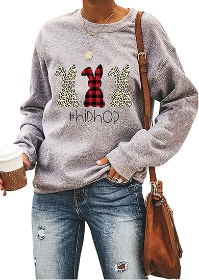 Photo 1 of Ykomow Happy Easter Sweatshirt Women Long Sleeve Cute Bunny Rabbit Graphic Tees Pullover SIZE XL 