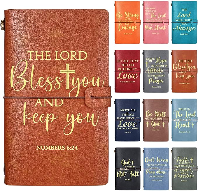 Photo 1 of 12 Pcs Leather Journal Bulk Bible Verse Leather Notebook Christian Gift for Women Inspirational Prayer Pocket Notebook Religious Faith Church Notepad for Men Office, 12 Colors