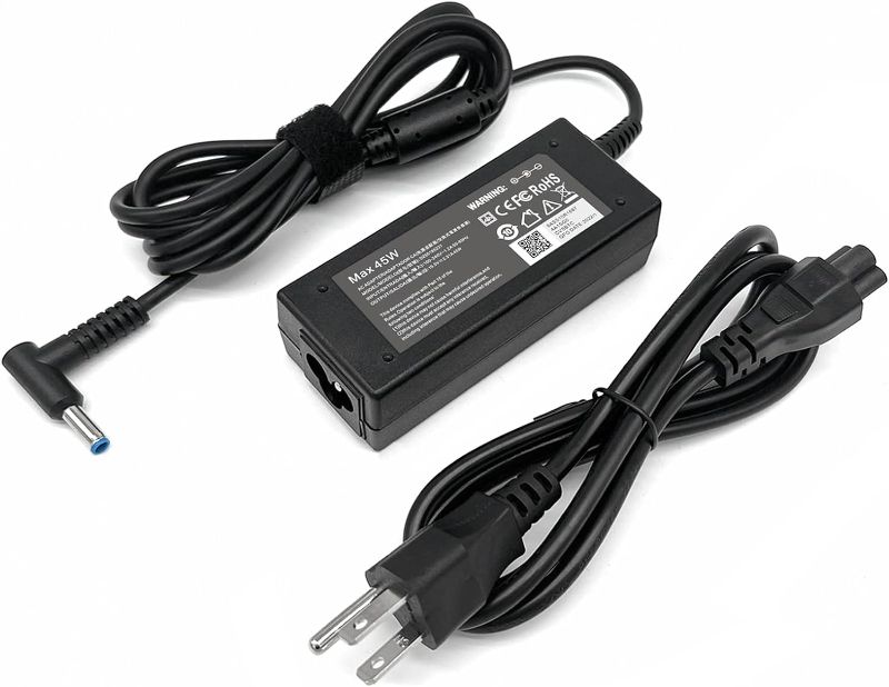 Photo 1 of 45W 19.5V 2.31A for HP Laptop Charger Blue Tip, HP Pavilion x360 11 13 15, Zbook 14u G4 G5 15u 15 G3, 15-f111dx 15-f211wm 15-f233wm 15-f278nr 15-r052nr 15-r132wm with Power Cord 