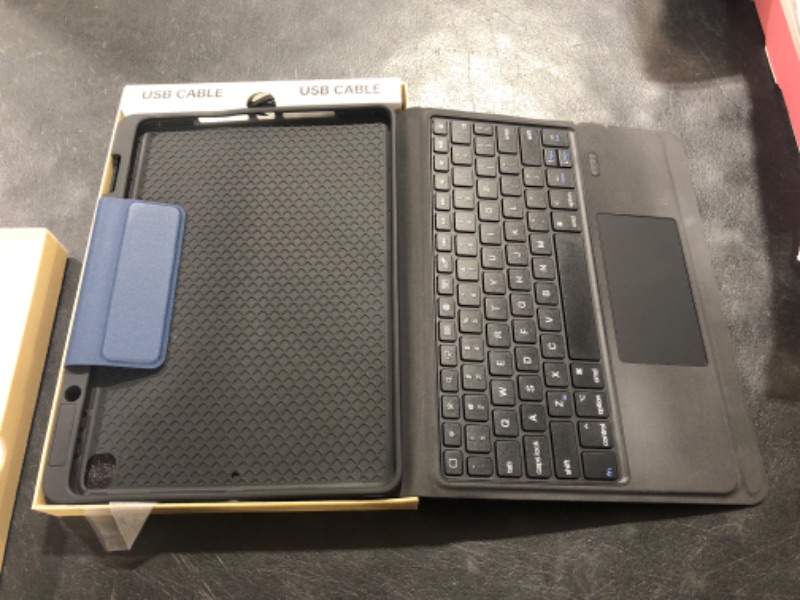 Photo 2 of iPad 7th - 8th - 9th Generation Case with Keyboard Trackpad 10.2/10.5 Inch iPad Air Gen 3 Case iPad Pro 10.5 - A Smart Combo Touch Pad Keyboard and Pencil Holder Folio Book 7 8 9 iPad - Navy 10.2" / 10.5" Navy