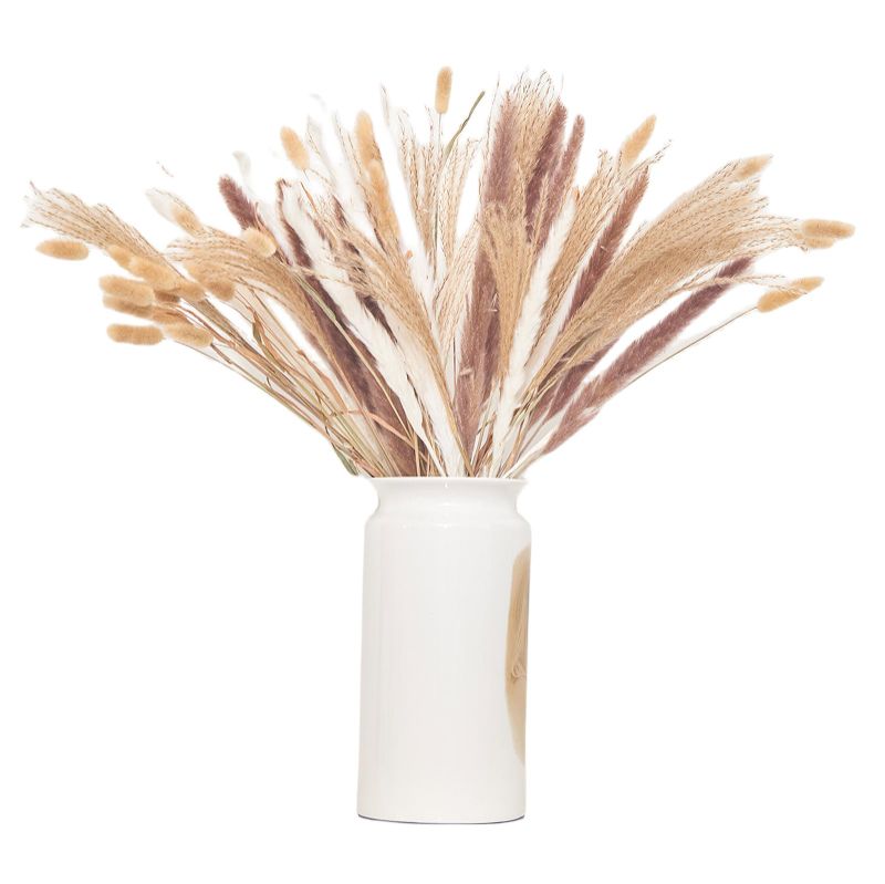 Photo 1 of 110 PCS Dried Pampas Grass Bouquet, Boho Table Decor, Bunny Tails Dried Flowers, Brown Pompas, White Pampas Grass for Wedding, Home, Rustic Party, Baby Shower Decorations 110pcs