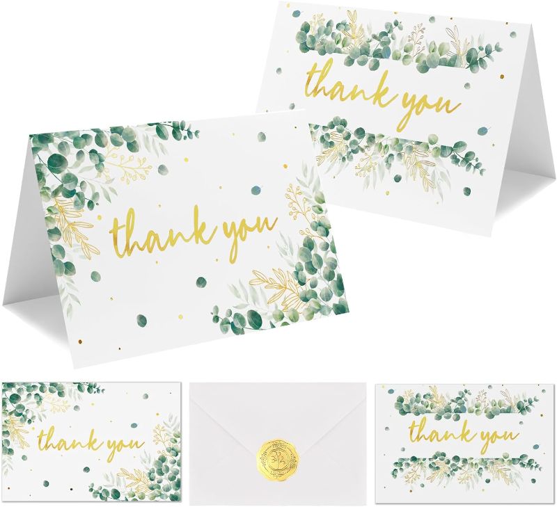 Photo 1 of 100 Pack Sage Greenery Thank You Cards with Envelopes and Stickers,Baby Shower Thank You Cards for Wedding,Bridal Shower,Engagement, Business,Baby Shower,Graduation,Birthday All Occasion