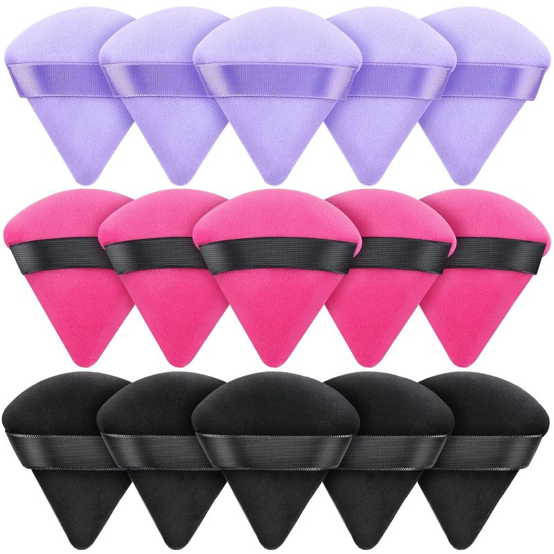 Photo 1 of 15 Pcs Powder Puff Velour Triangle Powder Puffs for Face Powder Washable Reusable Soft Wet and Dry Makeup Puff for Loose Powder Mineral Powder Body Puff Makeup Applicator(5Black5Red5Purple)
